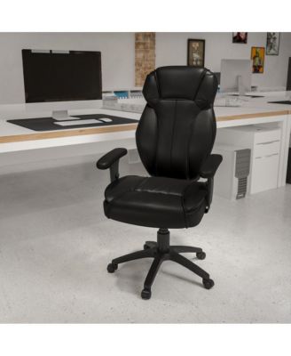 High Back Leather Multifunction Executive Swivel Ergonomic Office Chair With Lumbar Support Knob With Arms