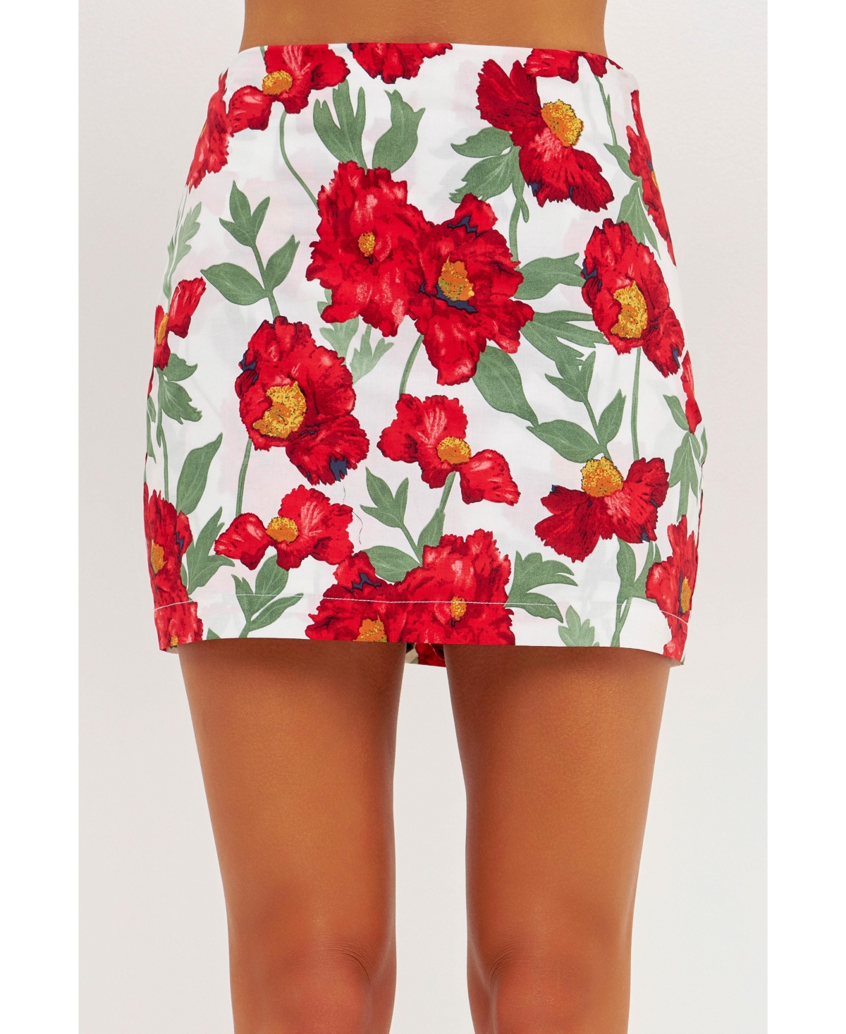 ENDLESS ROSE WOMEN'S COTTON FLORAL PRINT MINI SKORT