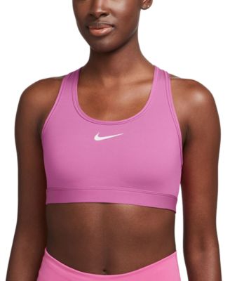Shop Nike Womens Swoosh Logo Medium Support Padded Sport Bra Light Support Non Padded Sports Bra Padded Medium In Black