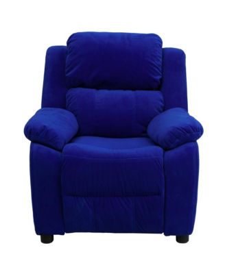 Deluxe Vinyl Padded Contemporary Kids Recliner With Storage Arms