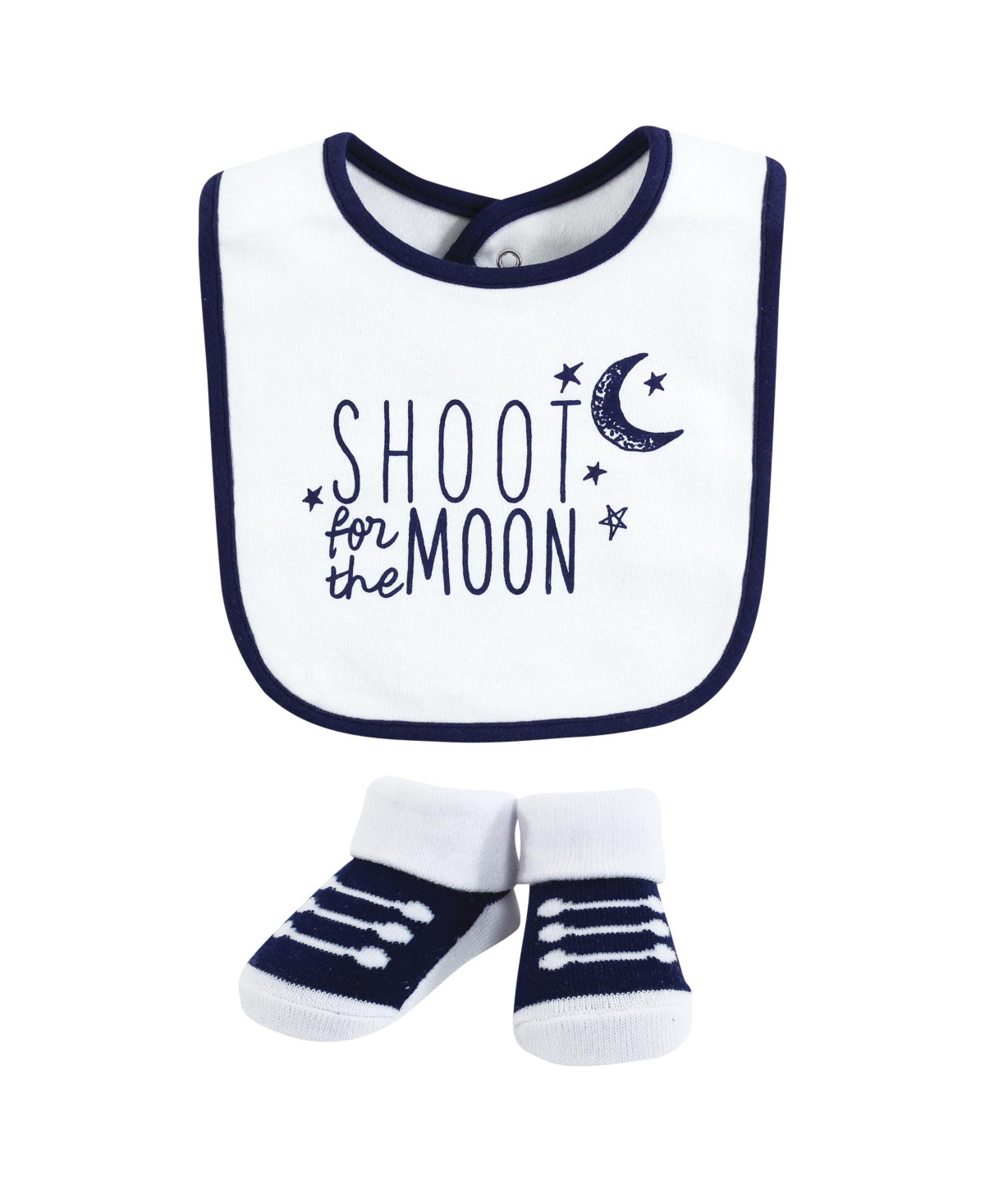 Yoga Sprout Baby Boy Cotton Bibs and Socks, One Size - Moon