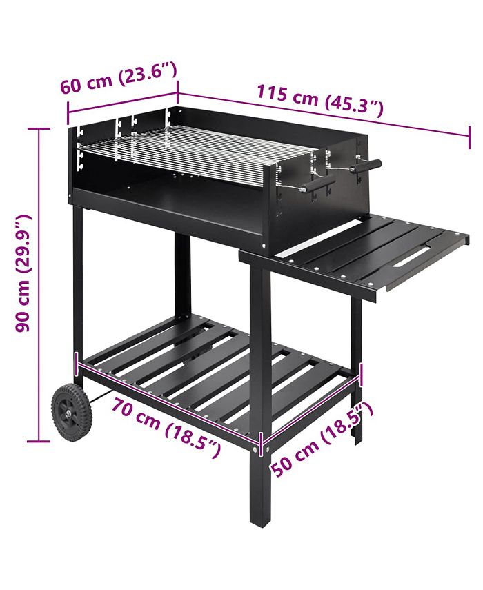 vidaXL BBQ Stand Charcoal Barbecue 2 Wheels Macy's