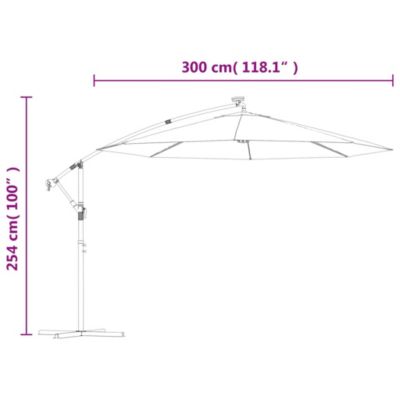 Cantilever Umbrella with LED Lights and Steel Pole 118.1" Black
