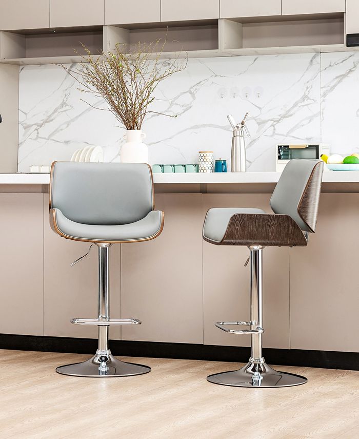 Glitzhome Set of 2 MidCentury Modern Adjustable Height Swivel Bar