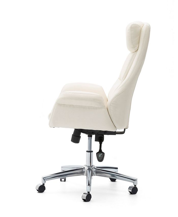 Glitzhome 47.75" H MidCentury Modern Bonded Leather Gaslift Adjustable Swivel High Back Office