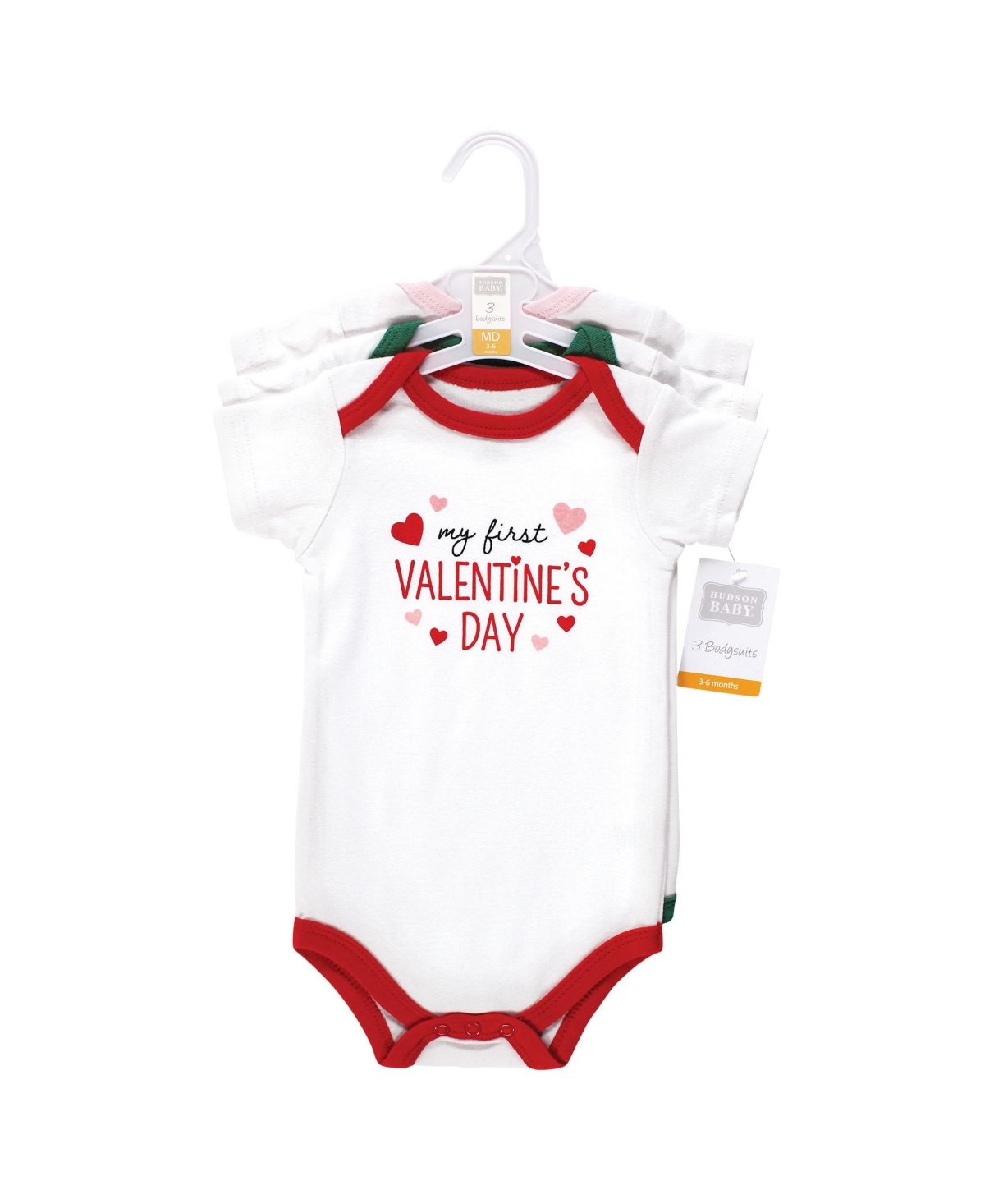 Hudson Baby Unisex Baby Cotton Bodysuits, 3-Pack - Girl first valentine easter