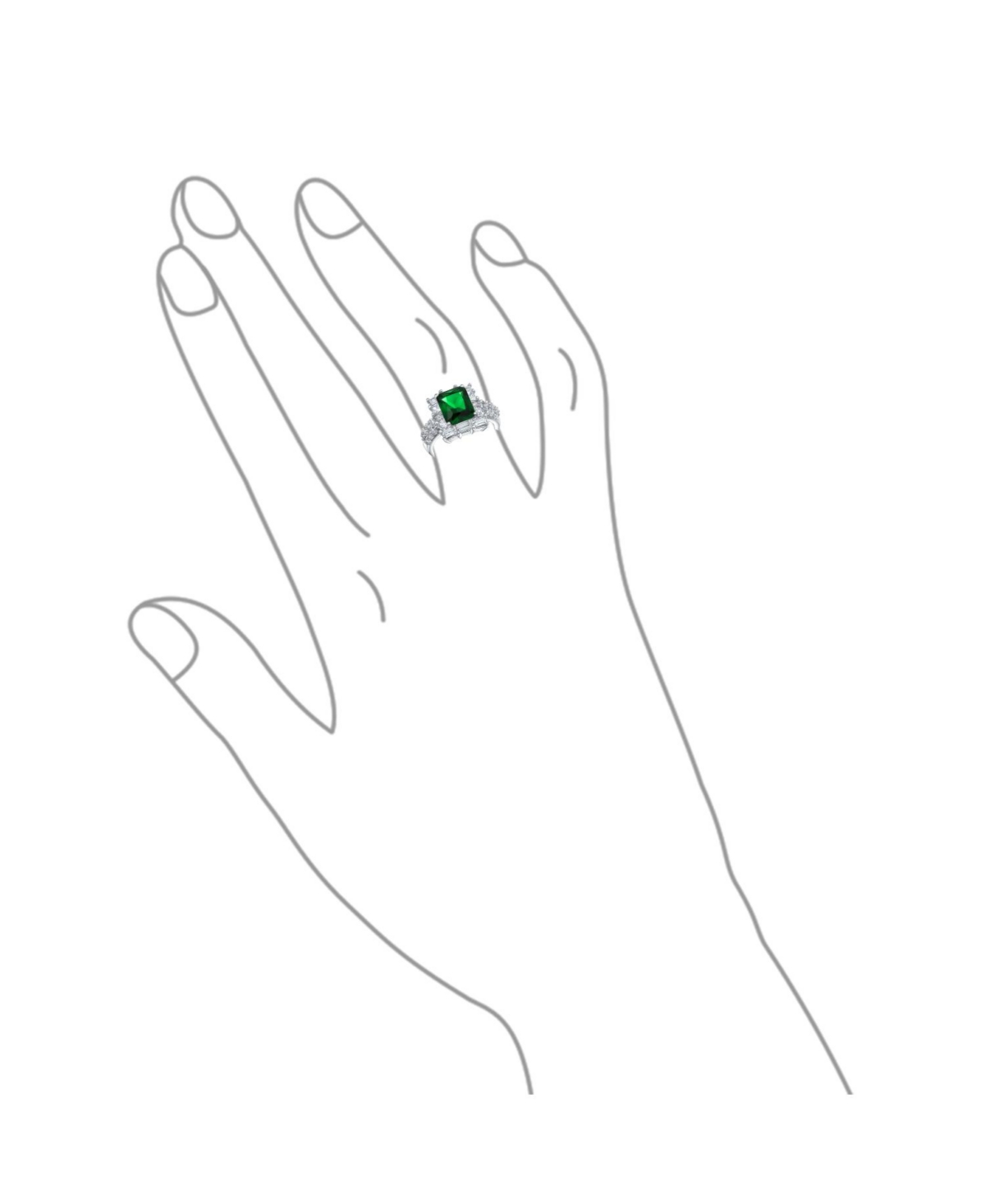 Bling Jewelry Fashion Rectangle Solitaire Cubic Zirconia Cz Pave Green Art Deco Style 5CT Cocktail Statement Ring For Women