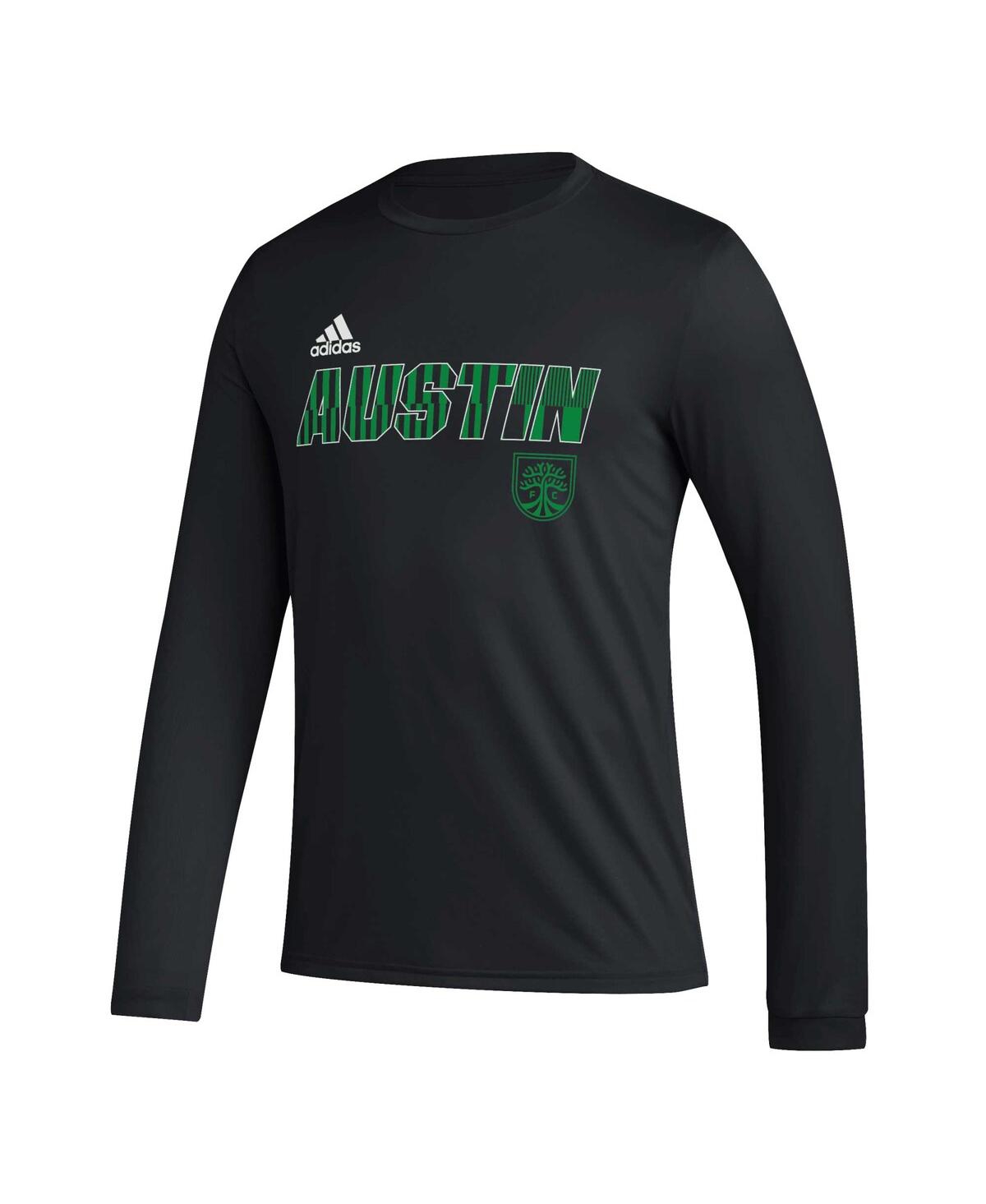 Men's adidasAustin Fc Jersey Hook Aeroready Long Sleeve T-shirt - Black
