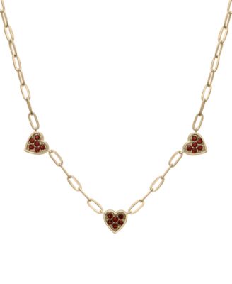 Macy's - Garnet Heart Cluster 18" Collar Necklace (3/4 ct. t.w.) in 14k Gold-Plated Sterling Silver
