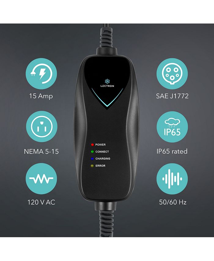 Lectron Level 1 EV Charger ETL Certified, 110V, 15 Amp, 16 ft
