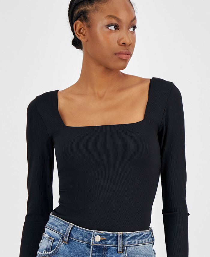 Jenni Square Neck Ribbed Bodysuit, Created for Macy's - Macy's