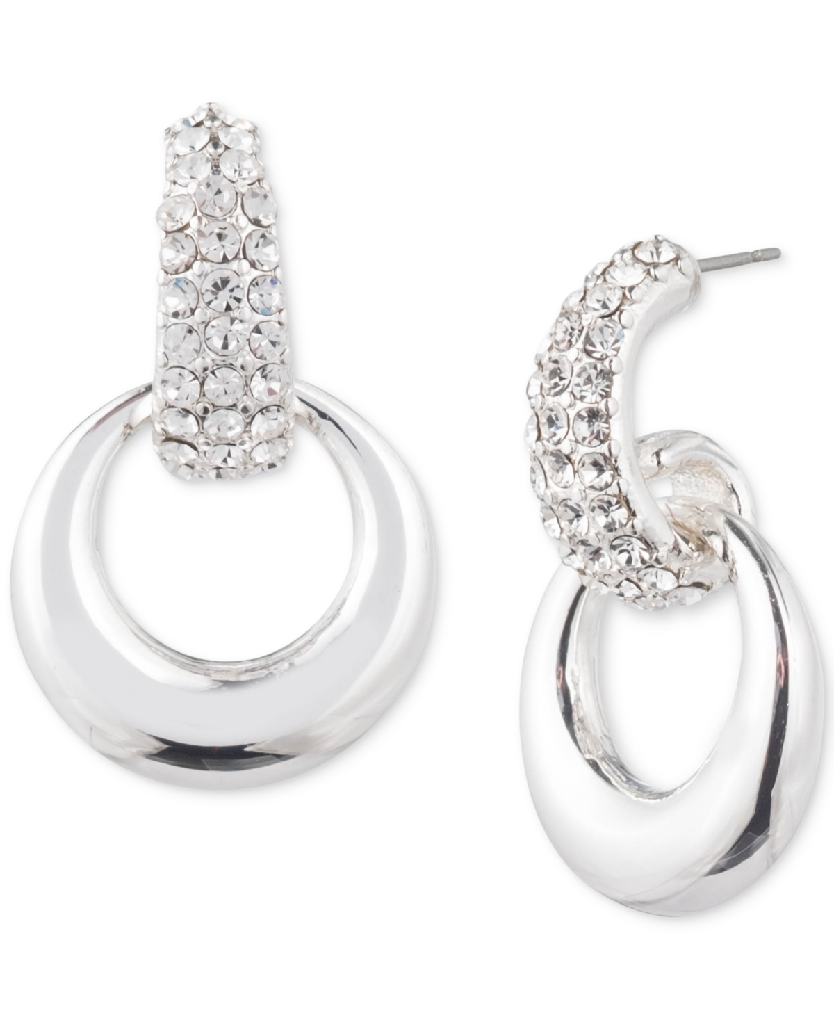 Lauren Ralph Lauren Crystal Sculpted Metal Post Earrings In White