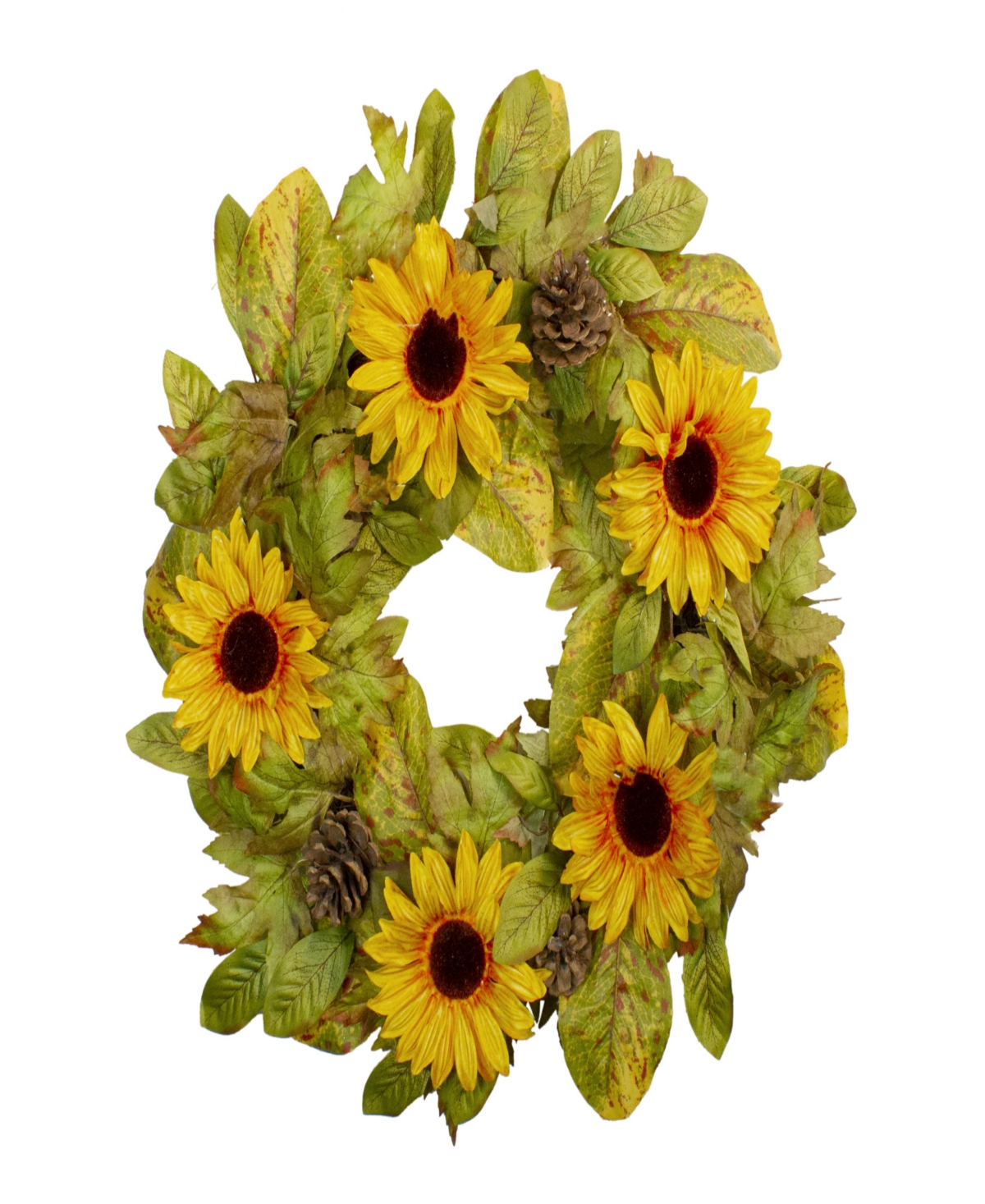 Yellow Sunflower and Pine Cone Artificial Fall Harvest Wreath - 24" Unlit - Yellow