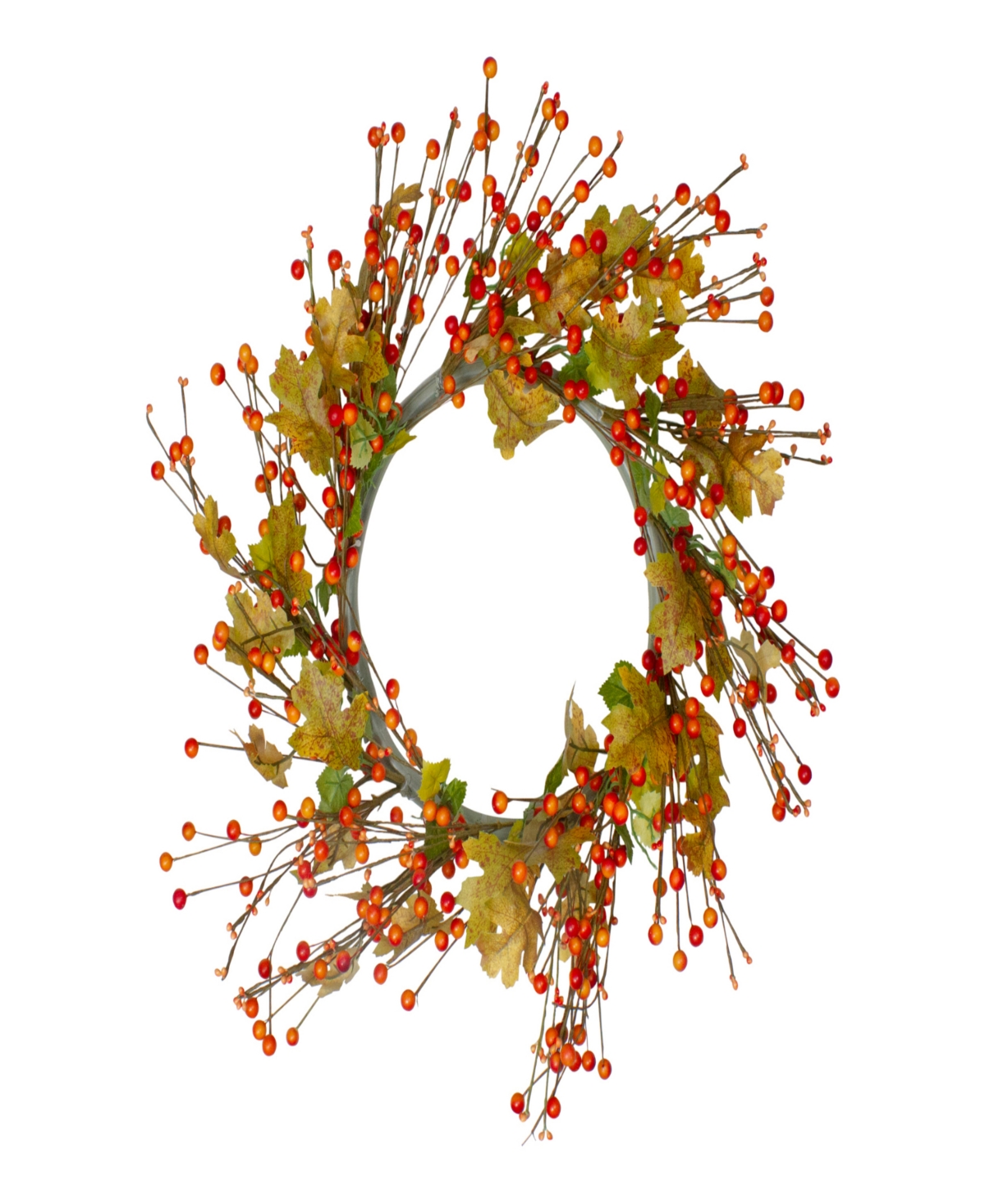 Northlight Orange Berries And Yellow Leaves Fall Harvest Artificial Wreath 22"