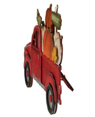 14" Red Truck with Pumpkins Fall Harvest Sign Decoration