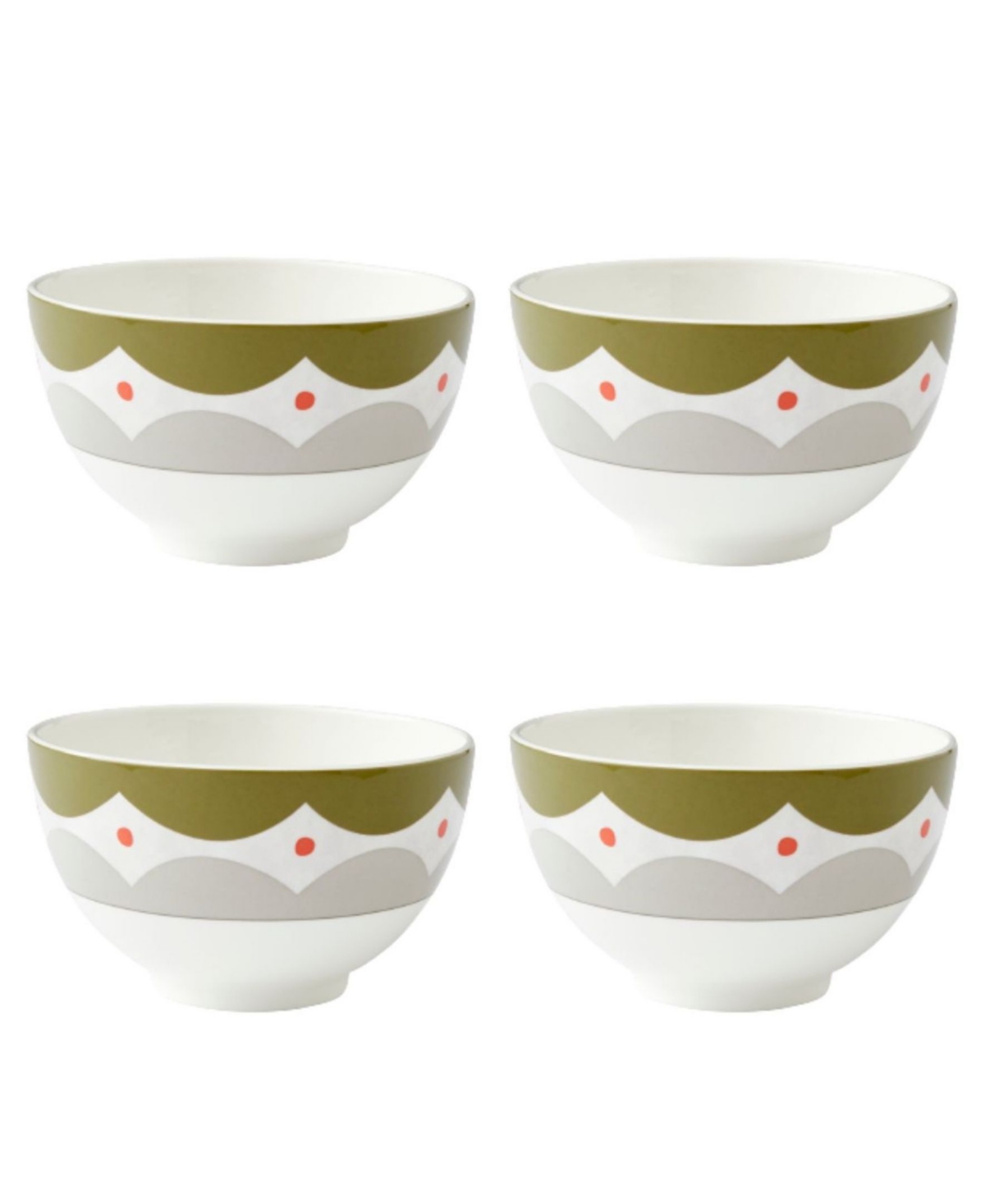 Geo 4 Piece Rice Bowls Set, Service for 4 - Assorted