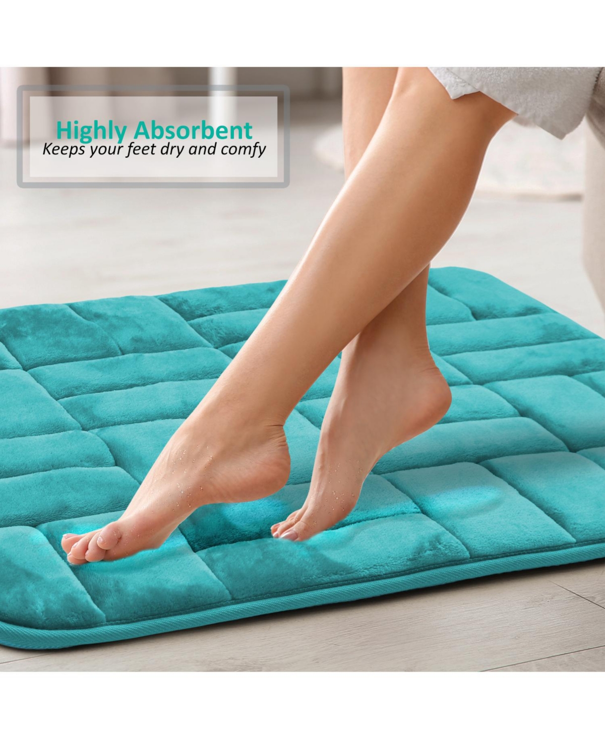 Ultra Soft Non-Slip Plush Memory Foam Bath Rug - Small 17