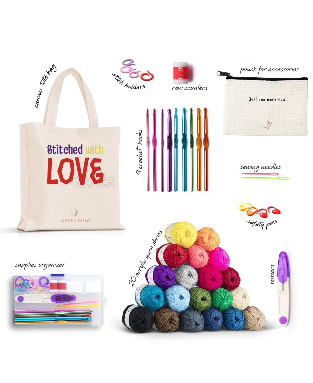 43 Piece Crochet Kit for Beginners Adults and Kids - Assorted Pre-pack