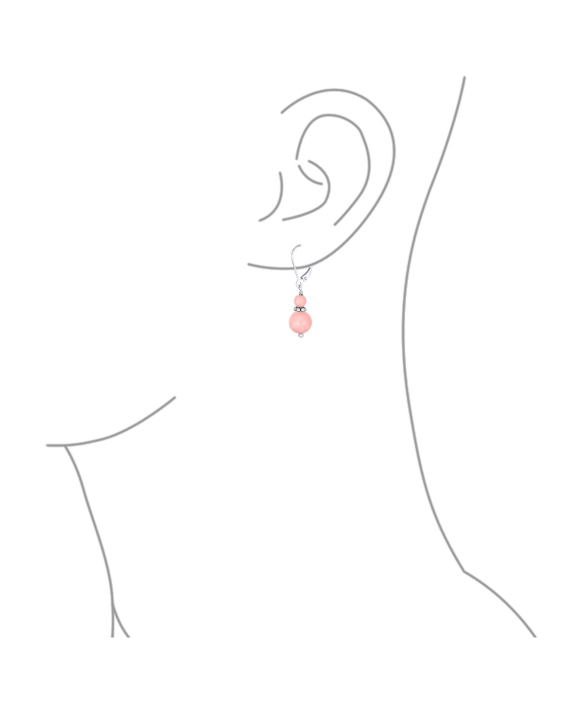 Bling Jewelry NaturalBali Milgrain Edged Beaded Rondel Separator Double Ball Round Drop Dangle Earrings Sterling Silver Lever back - Pink