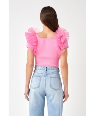 Women's Contrast Organza Top
