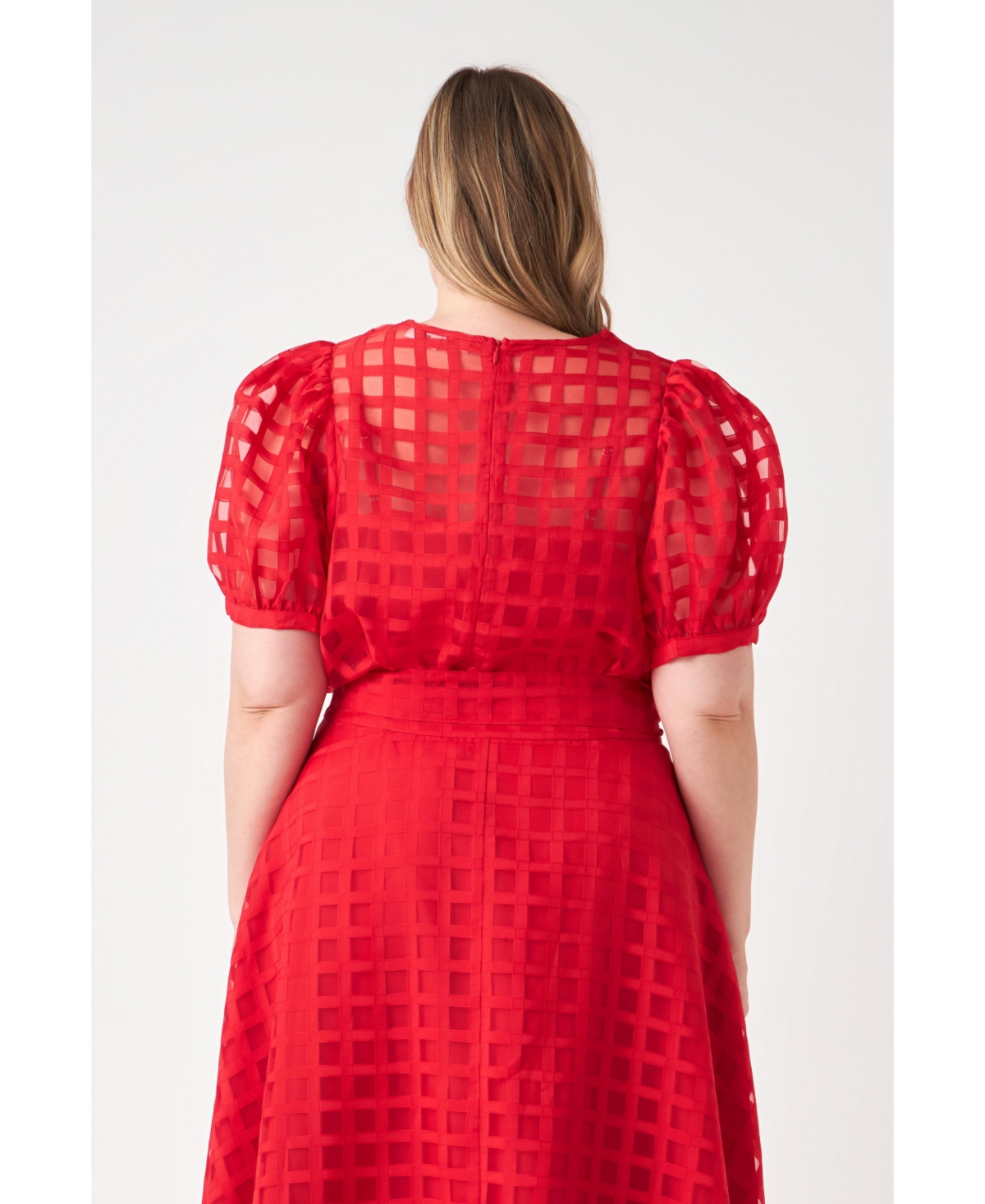 English Factory Plus Plaid See Through Top