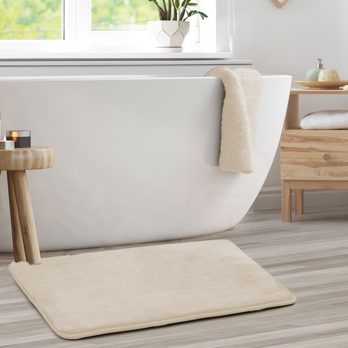 Ultra Soft Non-Slip Plush Memory Foam Bath Rug - Large 20"x32" Tiled Design