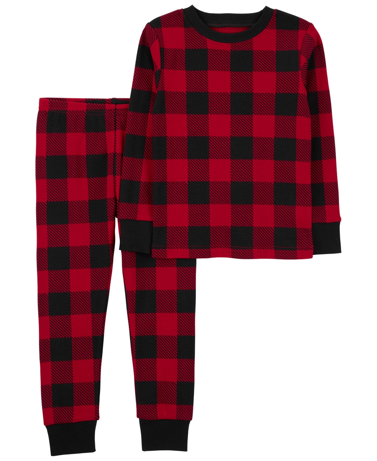 Shop Carter's Baby Boys And Baby Girls Buffalo Check 100% Snug Fit Cotton Pajamas, 2 Piece Set In Red Buffalo Plaid