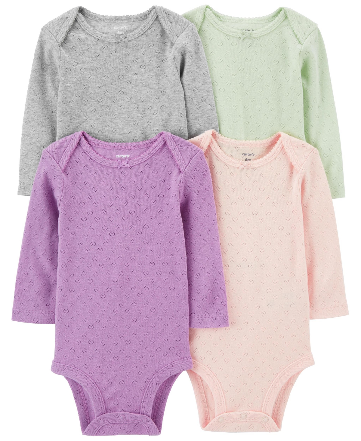Carter's Baby Girls Long Sleeve Bodysuits, Pack Of 4 In Pink