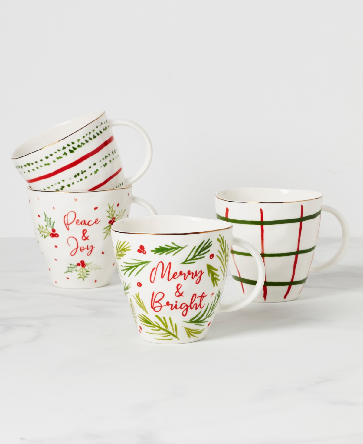 Lenox Bayberry Printed Mix-and-Match Porcelain Mugs, Set Of 4