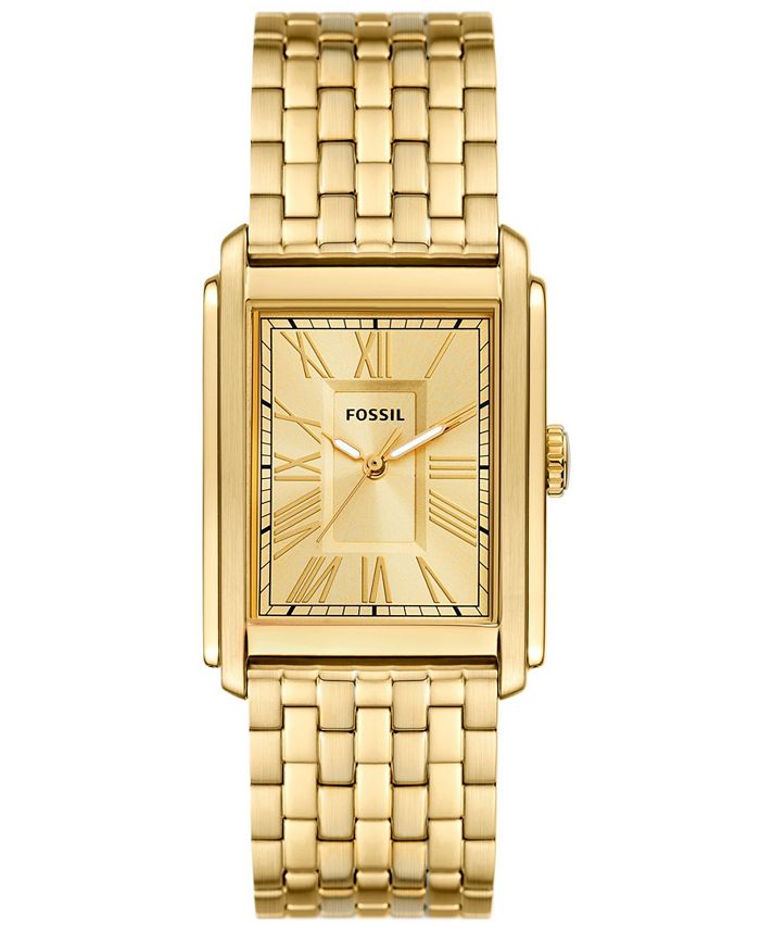 Fossil Men s Carraway Three Hand Gold Tone Stainless Steel Watch