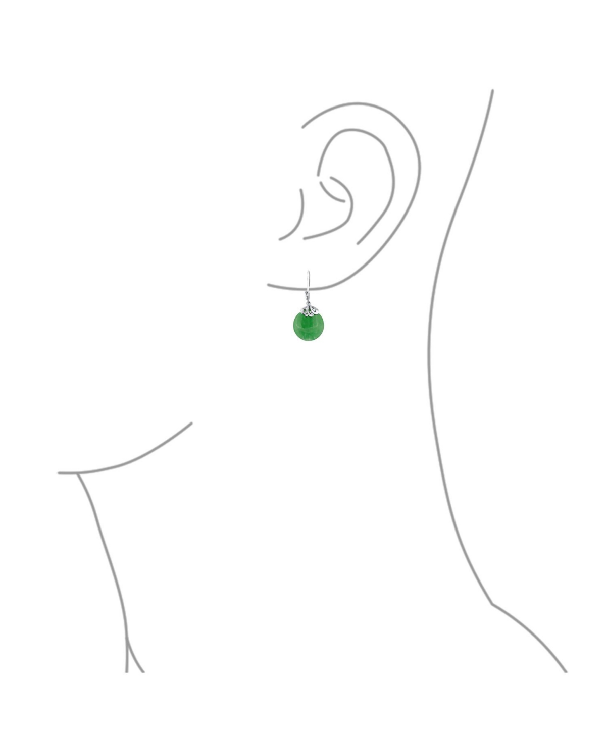 Bling Jewelry Western Style Filigree Lever Back s Green Dyed Natural Jade Flat Round Circle Disc Dangle Drops Earrings For Women Sterling Silver - Gre