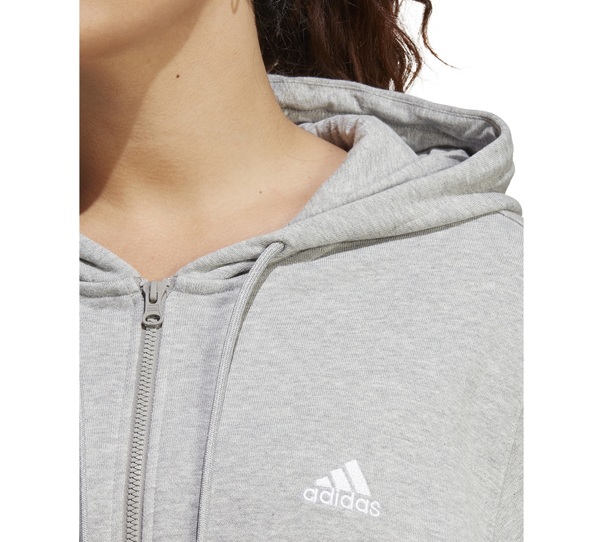 adidas Plus Size Cotton French Terry Logo Hoodie -white