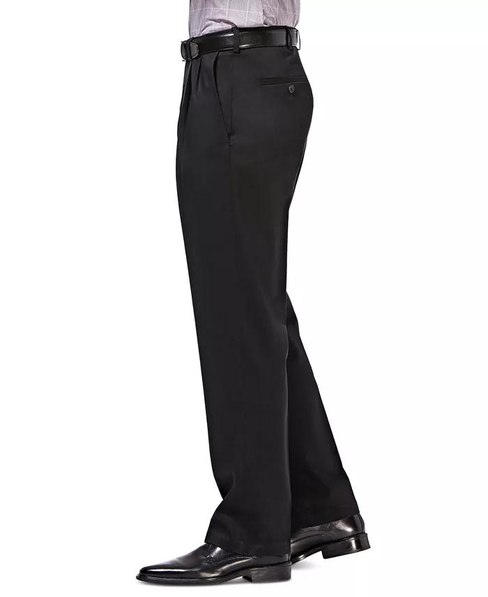 Men's Premium No Iron Khaki Classic Fit Pleat Hidden Expandable Waist Pants - thumbnail 4