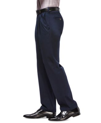 Men's Premium No Iron Khaki Classic Fit Pleat Hidden Expandable Waist Pants