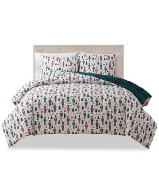 Keeco Holiday Nutcracker 3-Pc. Comforter Set, Created for Macy's