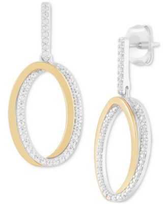 Diamond Circle Leverback Drop Earrings (1/4 Ct. tw) in Sterling Silver, Created for Macy's - Sterling Silver