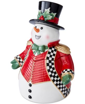 Christmas Tree Black &amp; White Snowman Cookie Jar