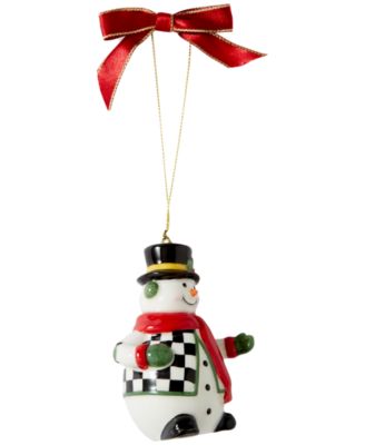 Christmas Tree Black and White Snowman Ornament