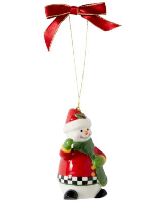Christmas Tree Black and White SnowWoman Ornament