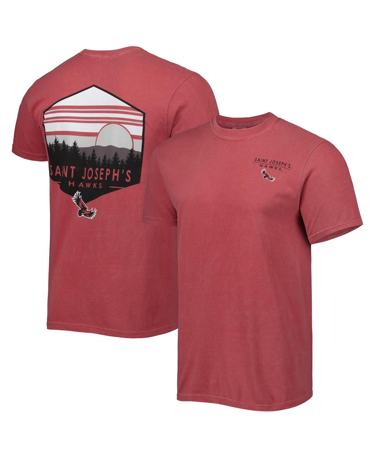 Image One Men's Crimson Saint Joseph's Hawks Landscape Shield T-shirt In Gray