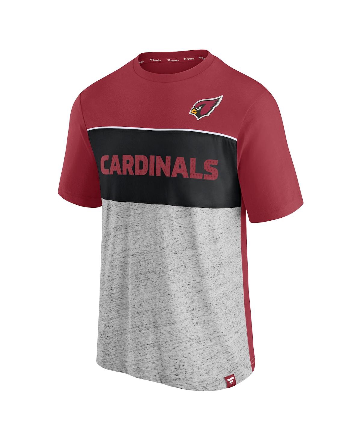 Fanatics Branded Cardinal/heathered Gray Arizona Cardinals Colorblock T-shirt In Cardinal,heathered Gray