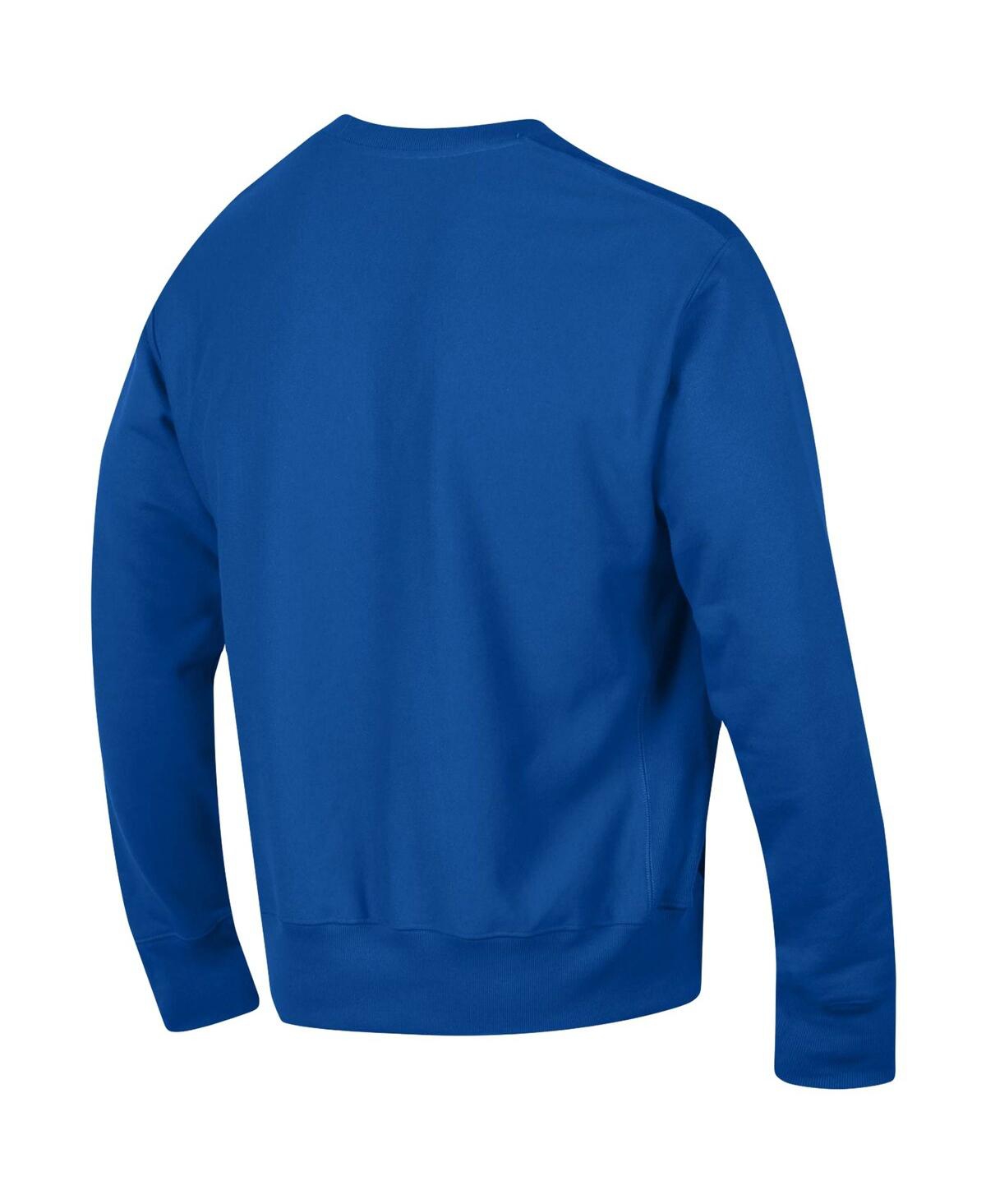 Shop Champion Men's  Royal Kansas Jayhawks Arch Reverse Weave Pullover Sweatshirt