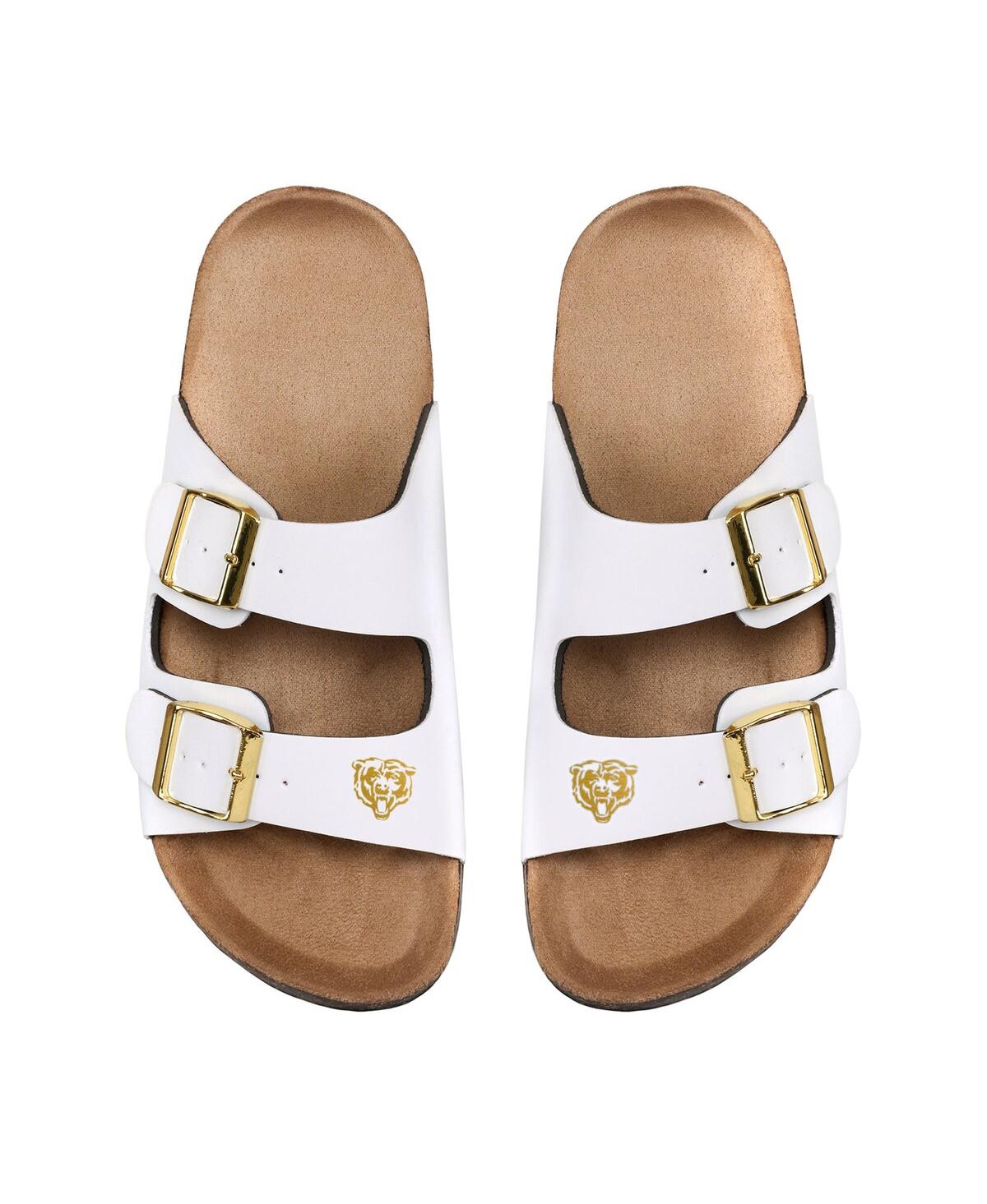 Women's Foco Chicago Bears Double-Buckle Sandals - White
