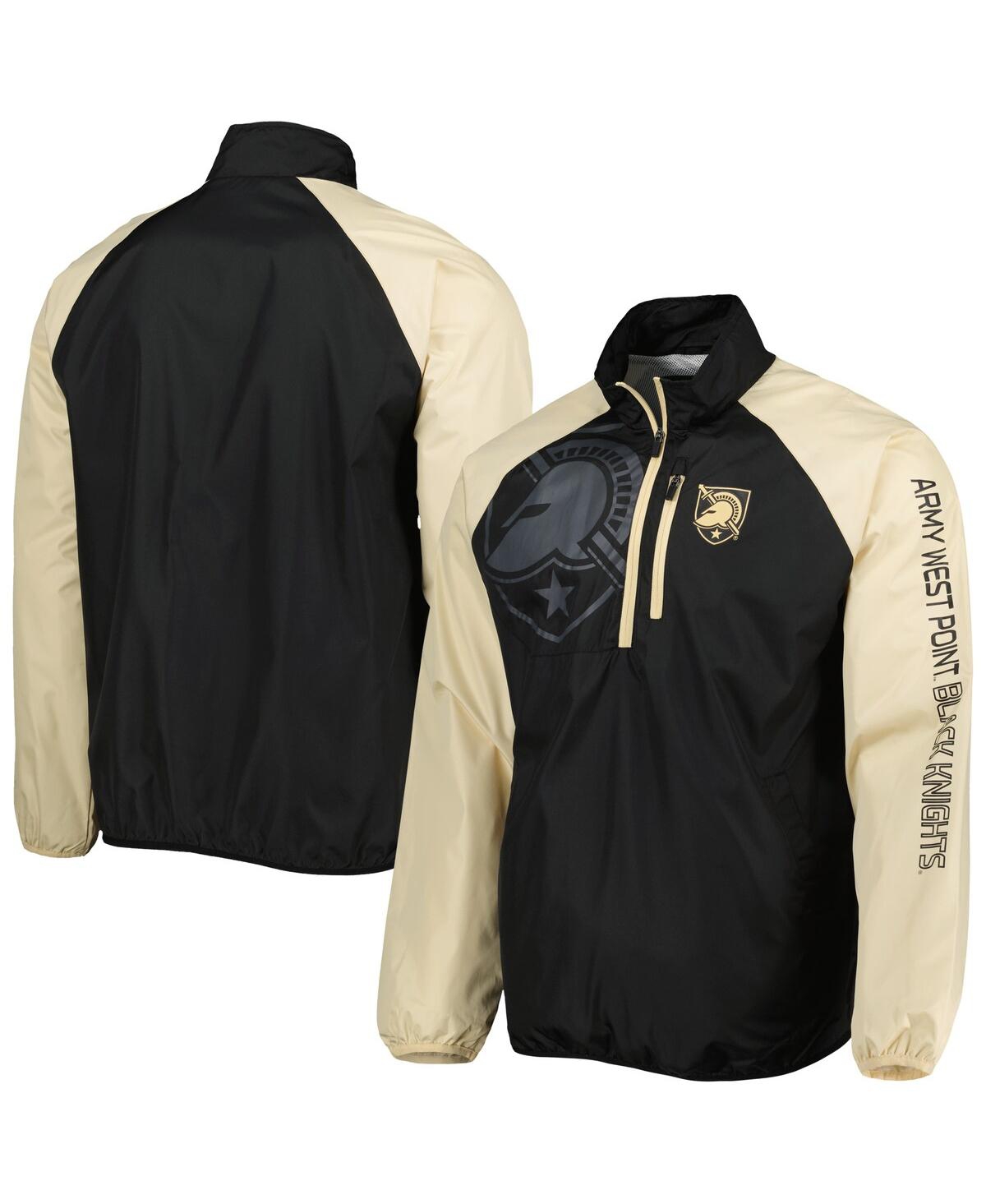 G-III SPORTS BY CARL BANKS MEN'S G-III SPORTS BY CARL BANKS BLACK, GOLD ARMY BLACK KNIGHTS POINT GUARD RAGLAN 1/4-ZIP JACKET 