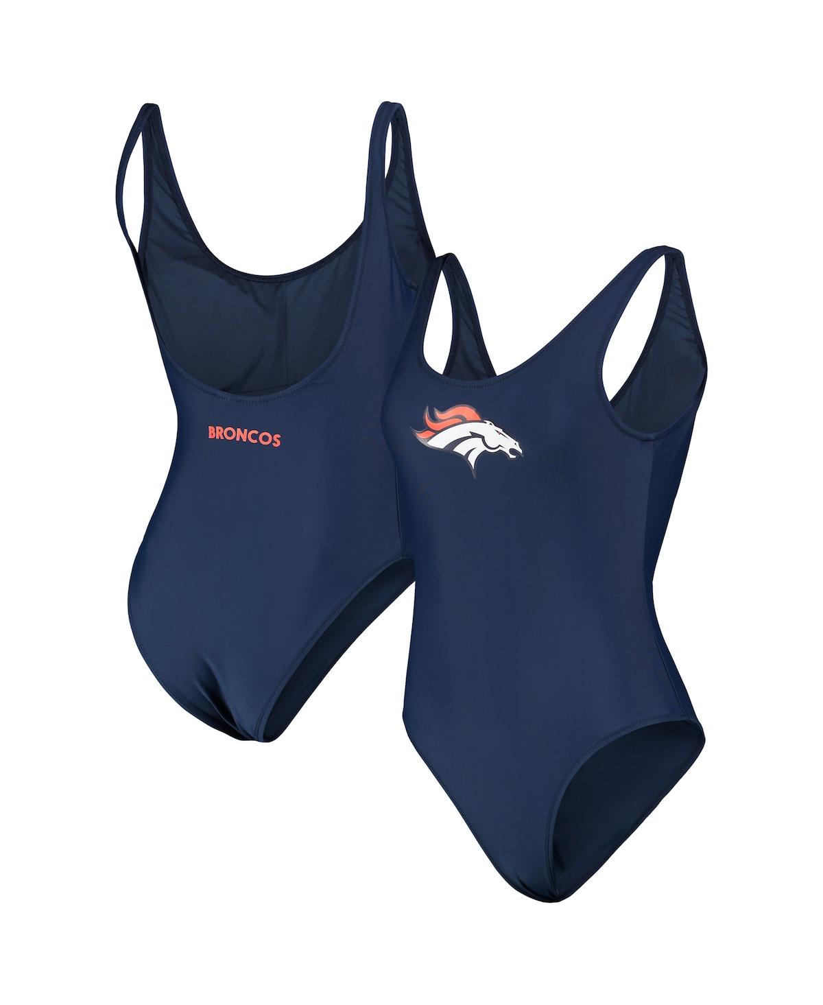G-III 4HER BY CARL BANKS WOMEN'S G-III 4HER BY CARL BANKS NAVY DENVER BRONCOS MAKING WAVES ONE-PIECE SWIMSUIT 