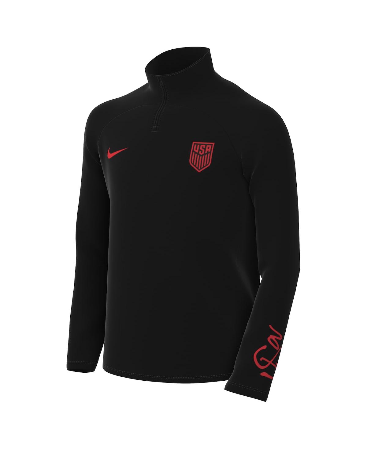 Nike Big Boys  Black Usmnt Academy Pro Drill Performance Raglan Quarter-zip Top In Black