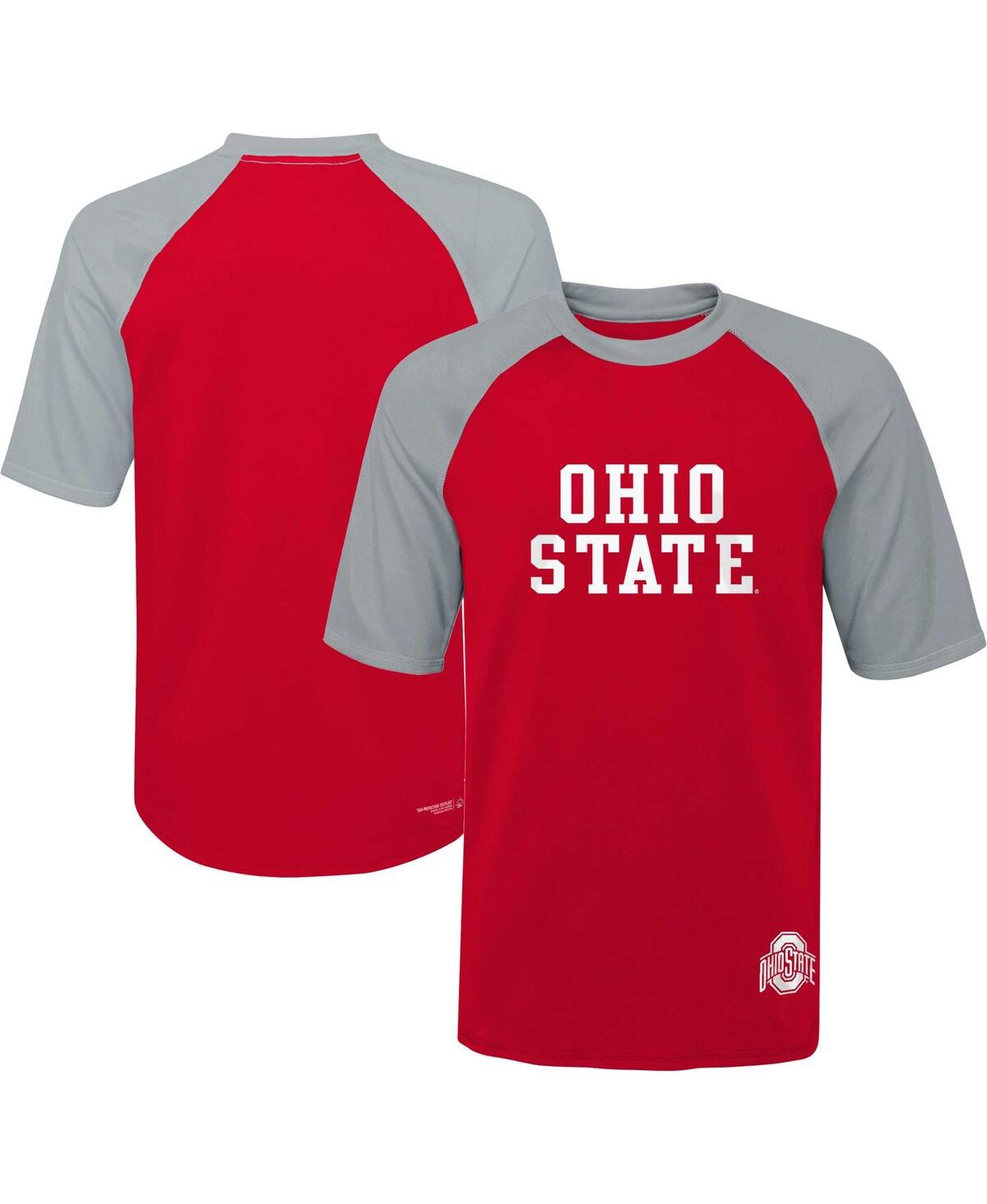 Big BoysOhio State Buckeyes Mecca Dunes Rash Guard Raglan T-shirt - Scarlet