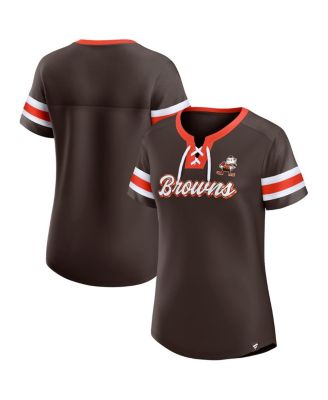 Women's Brown Cleveland Browns Original State Lace-Up T-shirt