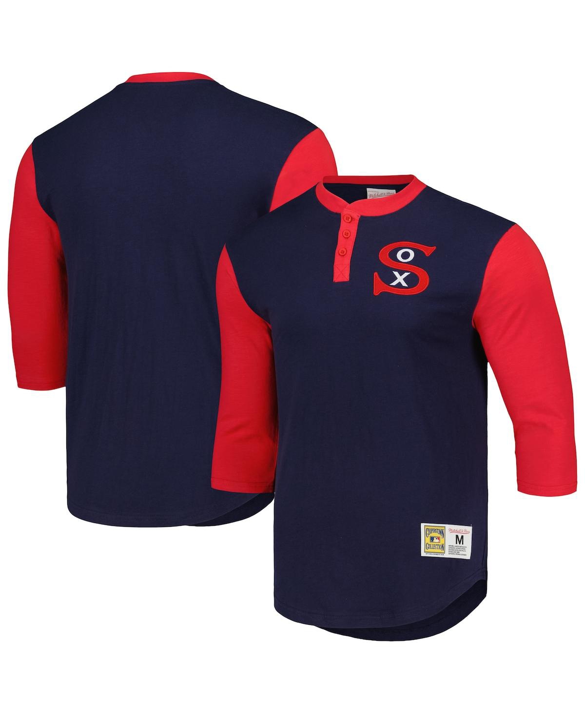Men's Mitchell & Ness Navy Chicago White Sox Cooperstown Collection Legendary Slub Henley 3/4-Sleeve