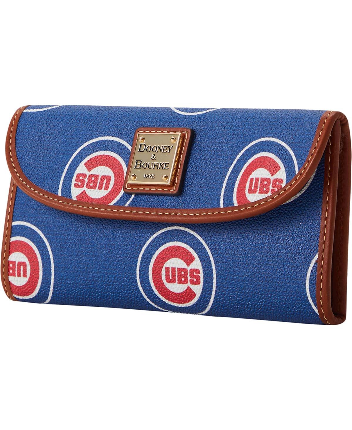 Shop Dooney & Bourke Women's  Chicago Cubs Sporty Monogram Continental Clutch In Navy,brown